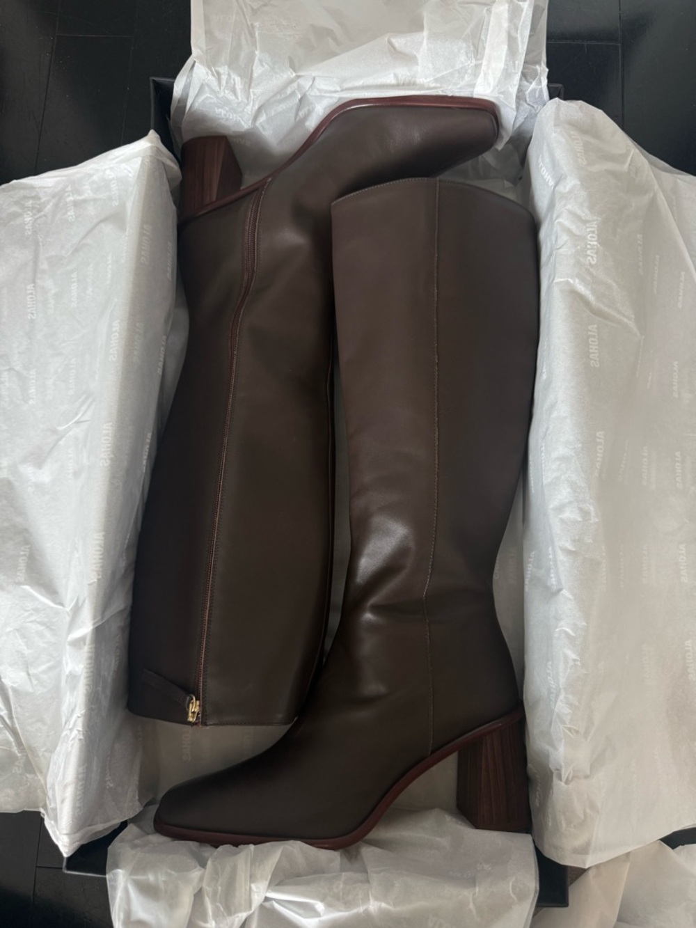 Alohas EAST COFFEE BROWN LEATHER BOOTS WOMENS 9 - Picture 4 of 7
